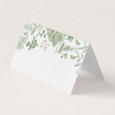 Green Toile De Jouy Floral Place  Table Decor