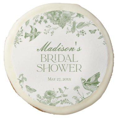 Green Toile De Jouy Vintage Floral  Sugar Cookie
