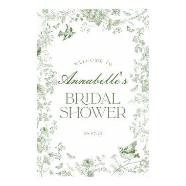 Green Toile Jouy Floral  Welcome Sign