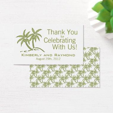 Green Tropical Twin Palm Trees Wedding Favor Tags