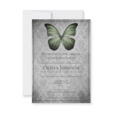 Green Vintage Butterfly Damask
