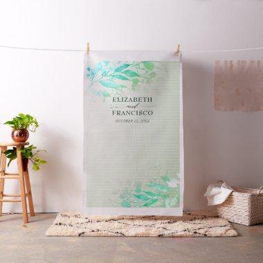 Green Watercolor Leaf Wedding Photo Booth Backdrop