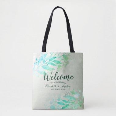Green Watercolor Leaves Wedding Welcome Gift Bags