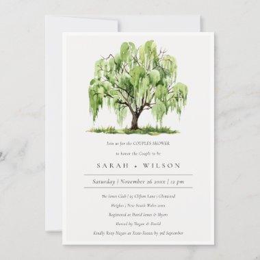 Green Watercolor Willow Tree Couples Shower Invite