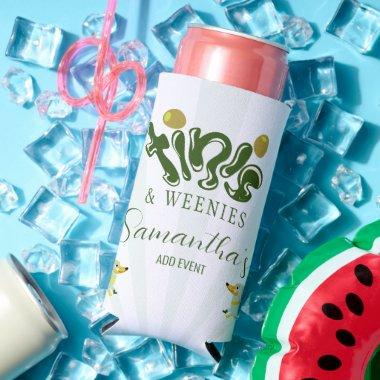 Green Weenies & Tinis Funny Martini Birthday Party Seltzer Can Cooler