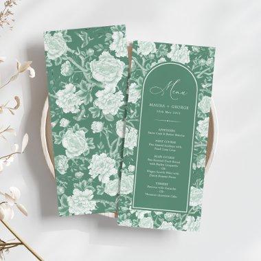 Green White Chinoiserie Floral Porcelain Menu Invitations