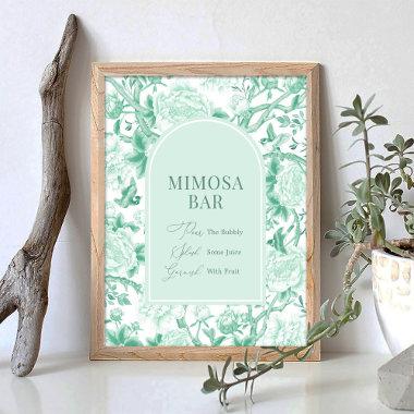 Green White Chinoiserie Mimosa Bar Wedding Sign