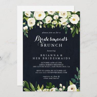 Green White Floral Blue Bridesmaids Brunch Shower Invitations