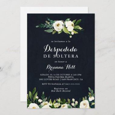 Green White Floral Blue Spanish Bridal Shower Invitations