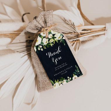 Green White Floral Royal Blue Wedding Thank You Gift Tags