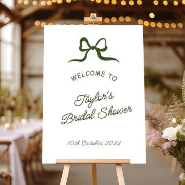 Green & White Hand Drawn Bow  Welcome Foam Board