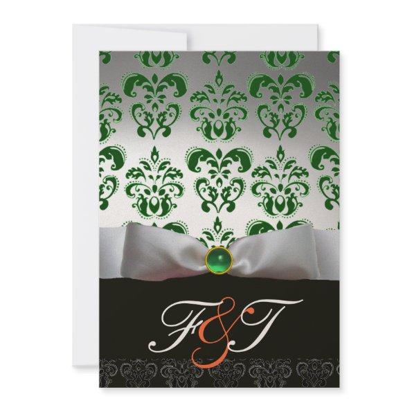 GREEN WHITE RIBBON & BLACK DAMASK MONOGRAM Orange