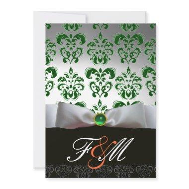GREEN WHITE RIBBON & BLACK DAMASK MONOGRAM Orange