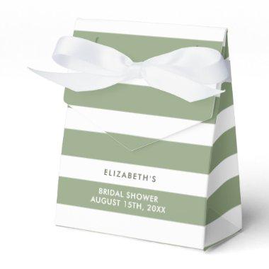 Green White Stripe Pattern Bridal Shower Favor Boxes