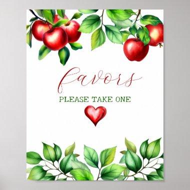 Greenary Red Apple Favors Please Take One Poster
