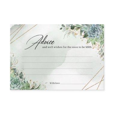 Greeneey succulents gold frame boho Advice Card