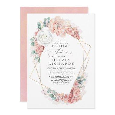 Greenery and Dusty Rose Floral Bridal Shower Invitations