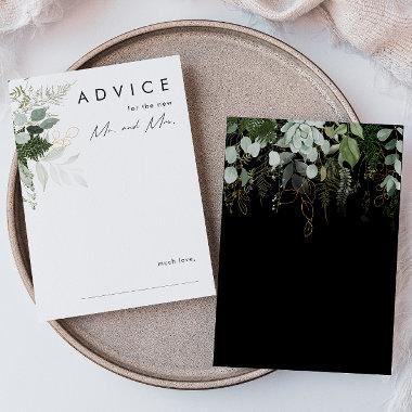 Greenery and Gold Leaf | Black Wedding Advice Card