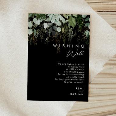 Greenery and Gold Leaf | Black Wishing Well Enclosure Invitations