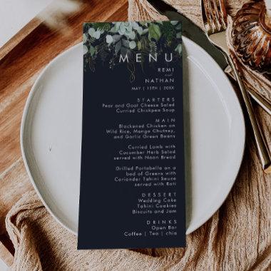 Greenery and Gold Leaf | Navy Wedding Dinner Menu