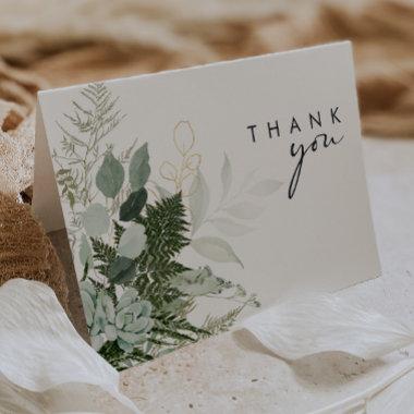 Greenery and Gold Leaf Script Thank You Invitations