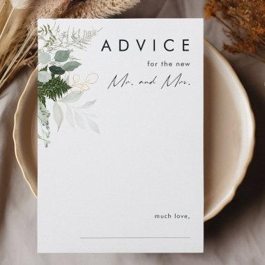 Greenery and Gold Leaf Wedding Advice Card