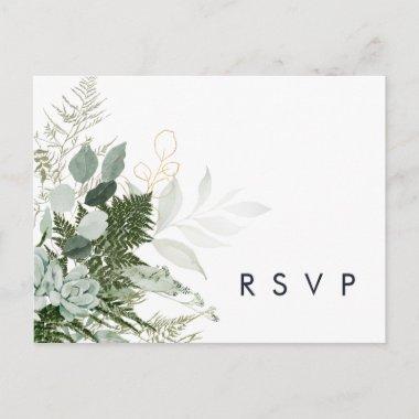 Greenery and Gold Leaf Wedding RSVP PostInvitations
