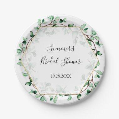 Greenery and Gold Textures  | Wedding Paper Plates