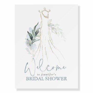 Greenery and Wedding Dress Bridal Shower Welcome Foam Board