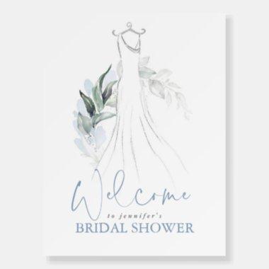 Greenery and Wedding Dress Bridal Shower Welcome Foam Board
