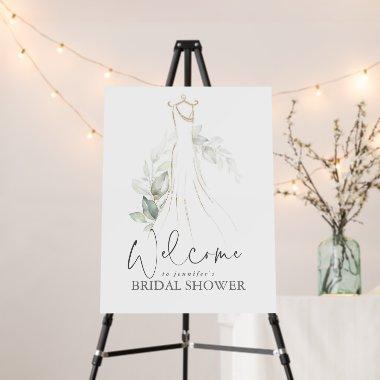 Greenery and Wedding Dress Bridal Shower Welcome Foam Board