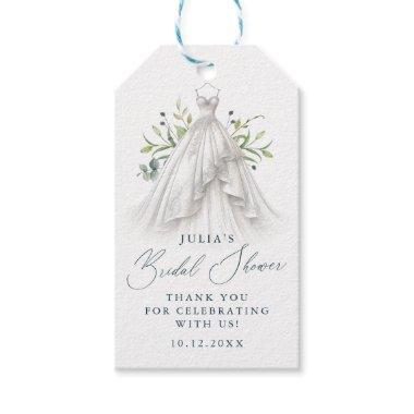 Greenery and Wedding Dress Thank You Bridal Shower Gift Tags