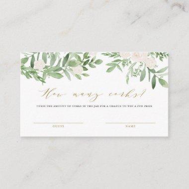 Greenery and White Flower How Many Corks Game Invitations