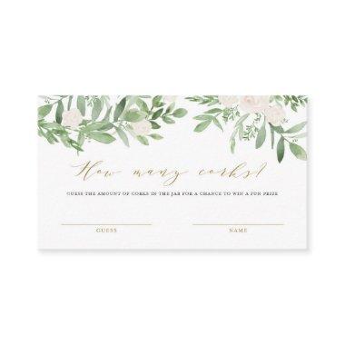 Greenery and White Flower How Many Corks Game Invitations