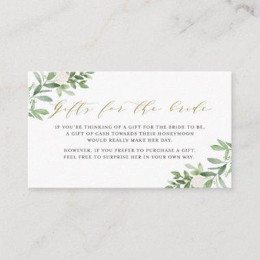 Greenery and White Flowers Bridal Shower Gift Enclosure Invitations