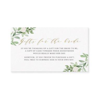 Greenery and White Flowers Bridal Shower Gift Enclosure Invitations