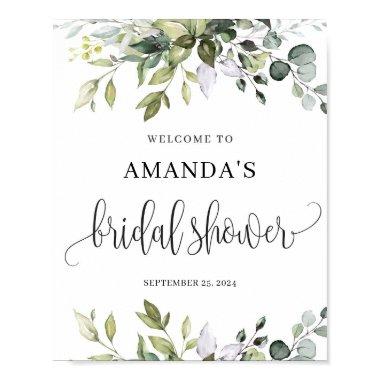 Greenery boho foliage bridal shower welcome sign