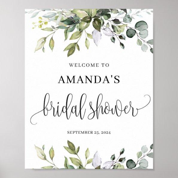 Greenery boho foliage bridal shower welcome sign