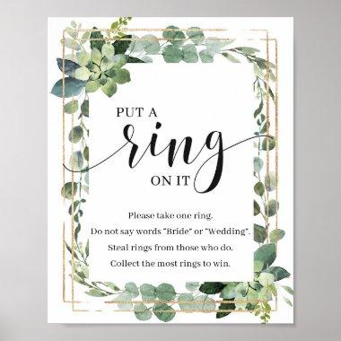 Greenery boho Succulent Put a ring on it game sign
