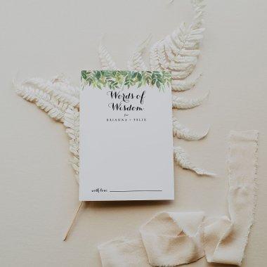 Greenery Botanical Foliage Wedding Words of Wisdom Advice Card