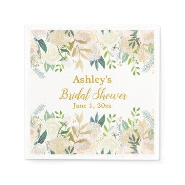 Greenery  Chic Gold Engagement Party Napkins