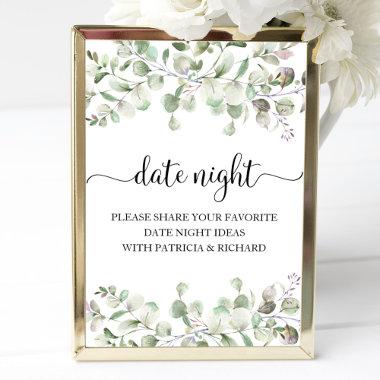 Greenery Bridal Shower Date Night Jar Sign