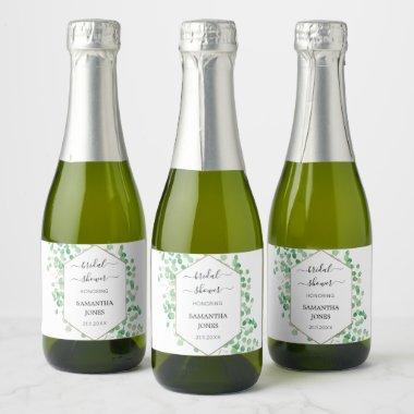 Greenery Bridal Shower Elegant Mini Sparkling Wine Label
