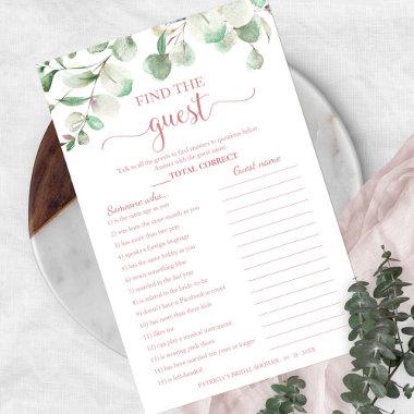 Greenery Bridal Shower Find The Guest Game Flyer