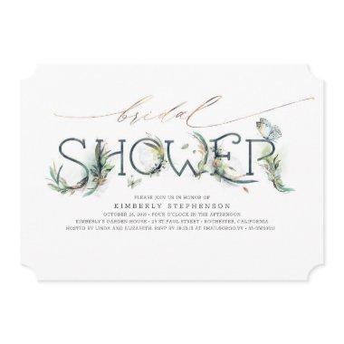 Greenery Bridal Shower Gold Calligraphy Invitations