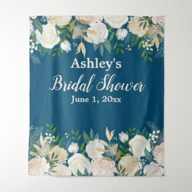 Greenery Bridal Shower Photo Booth Navy Gold Prop Tapestry