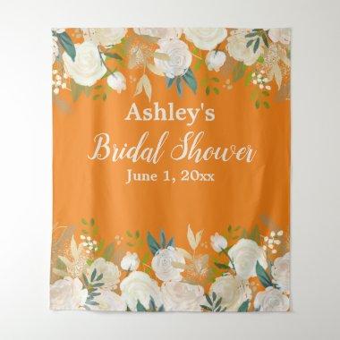 Greenery Bridal Shower Photo Booth Orange Prop Tapestry