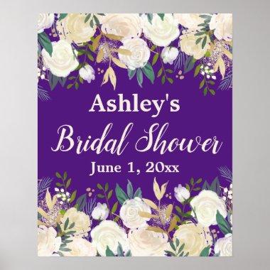 Greenery Bridal Shower Photo Booth Prop Purple Poster