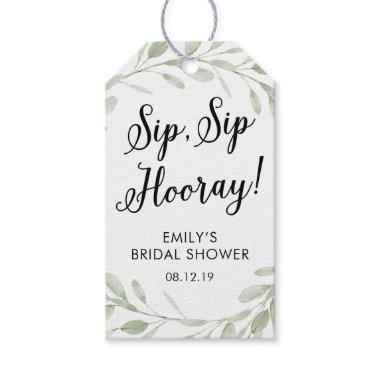 Greenery Bridal Shower Sip Sip Hooray Wine Gift Ta Gift Tags