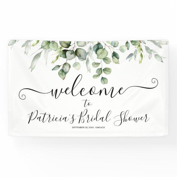 Greenery Bridal Shower Welcome Sign Banner